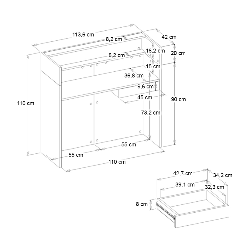 Γραφείο υποδοχής - reception με LED χρώμα oak - ανθρακί 8