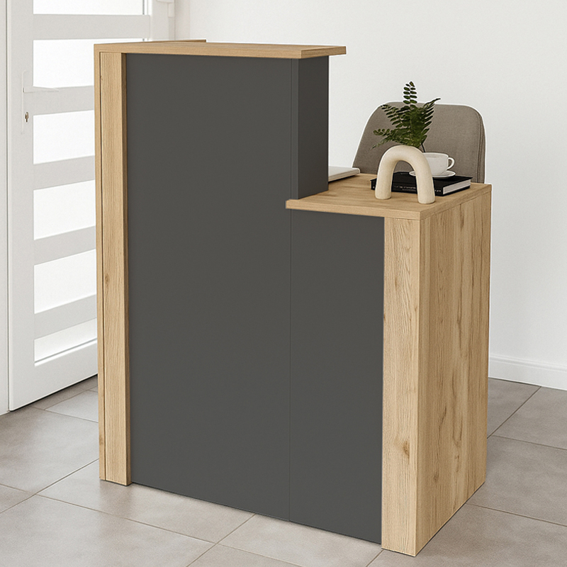 Γραφείο υποδοχής - reception Enter Megapap χρώμα sepet oak - ανθρακί 86,9x40x110,3εκ.