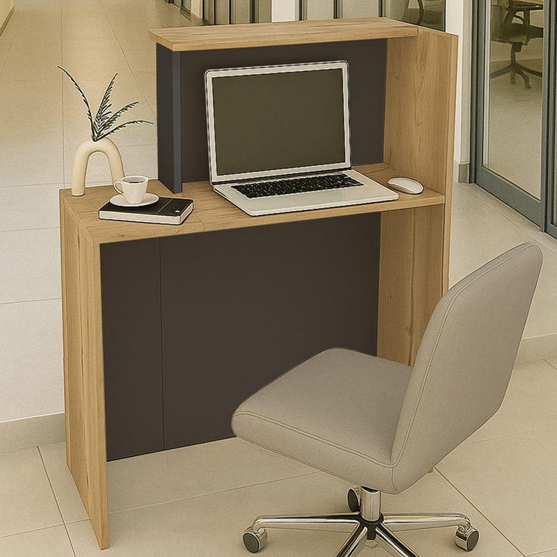 Γραφείο υποδοχής - reception χρώμα oak - ανθρακί 2