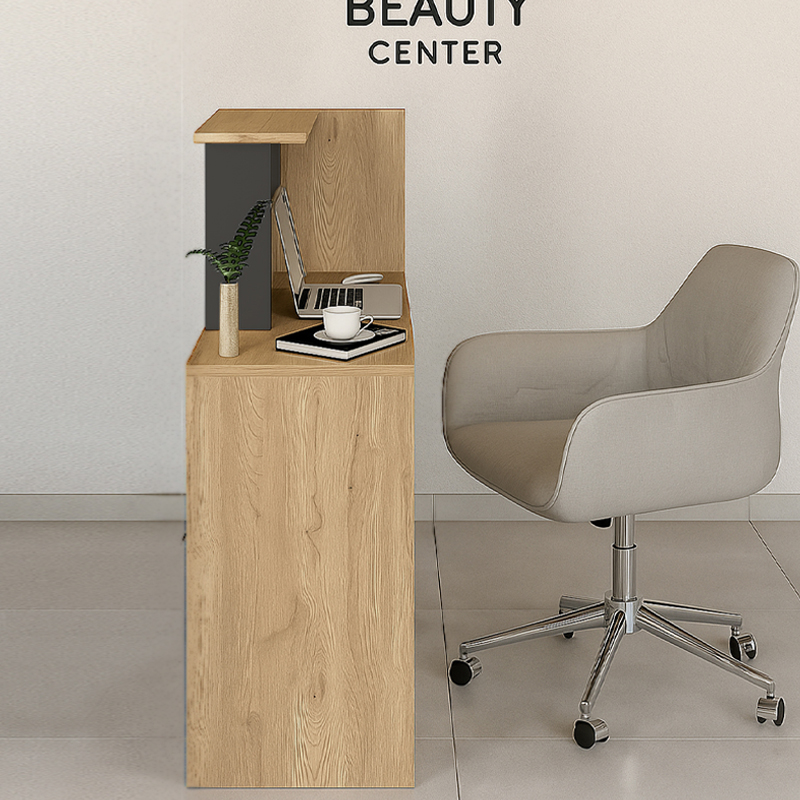 Γραφείο υποδοχής - reception χρώμα oak - ανθρακί 3