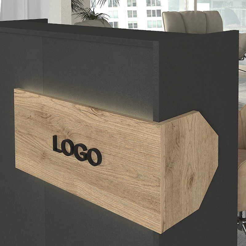 Γραφείο υποδοχής - reception με LED χρώμα ανθρακί - oak 3