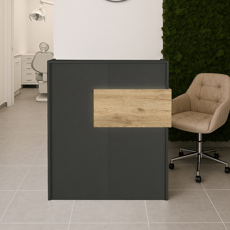 Γραφείο υποδοχής - reception με LED χρώμα ανθρακί - oak 4
