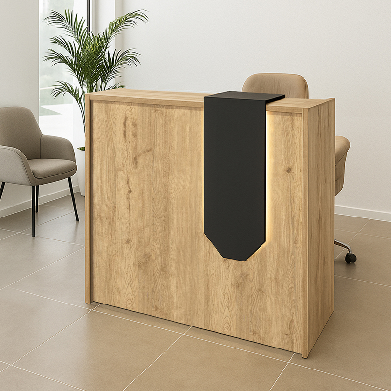 Γραφείο υποδοχής - reception με LED χρώμα oak - ανθρακί