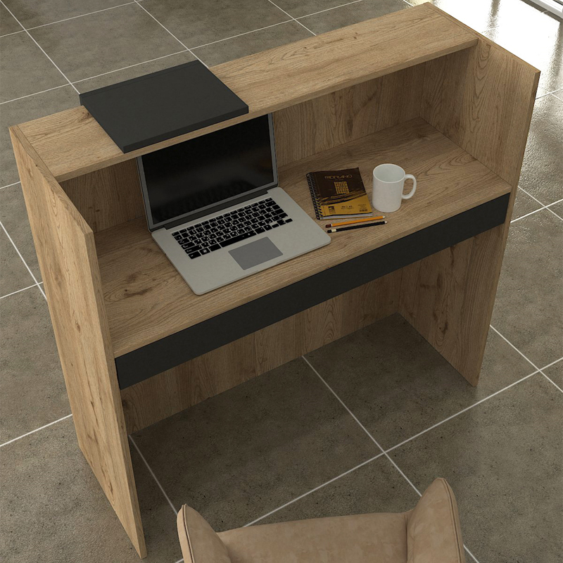 Γραφείο υποδοχής - reception με LED χρώμα oak - ανθρακί 3