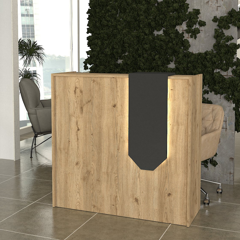 Γραφείο υποδοχής - reception με LED χρώμα oak - ανθρακί 4