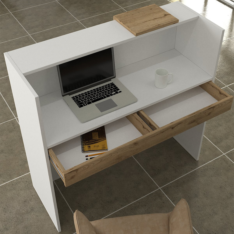 Γραφείο υποδοχής - reception με LED χρώμα λευκό - oak 2