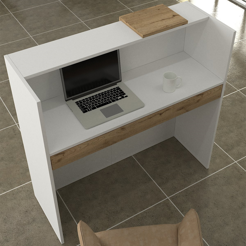 Γραφείο υποδοχής - reception με LED χρώμα λευκό - oak 3