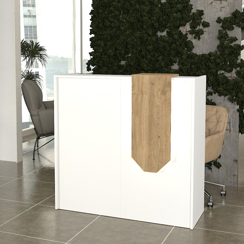 Γραφείο υποδοχής - reception με LED χρώμα λευκό - oak 4