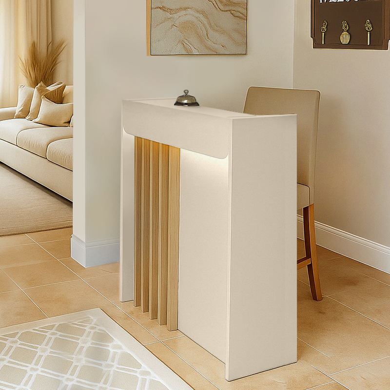 Γραφείο υποδοχής - reception με LED χρώμα sandstone - oak 3