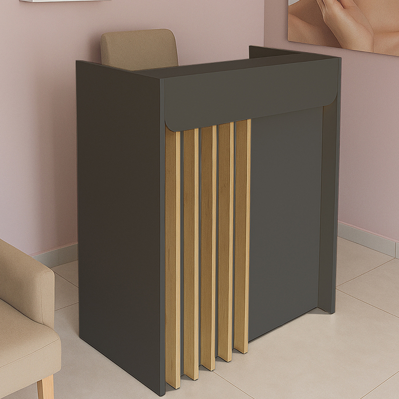 Γραφείο υποδοχής - reception με LED χρώμα ανθρακί - oak