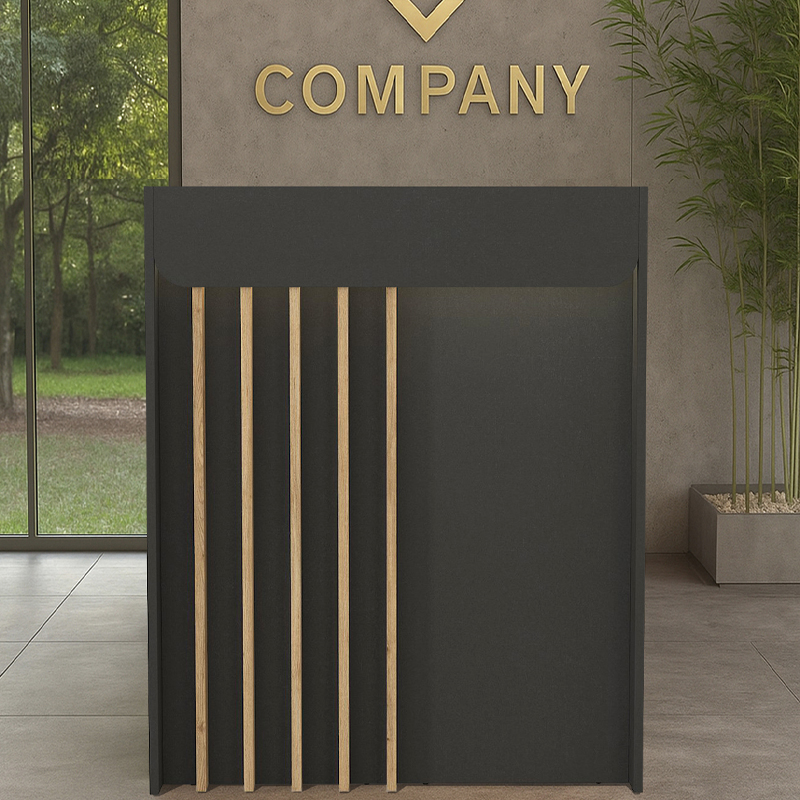 Γραφείο υποδοχής - reception με LED χρώμα ανθρακί - oak 3