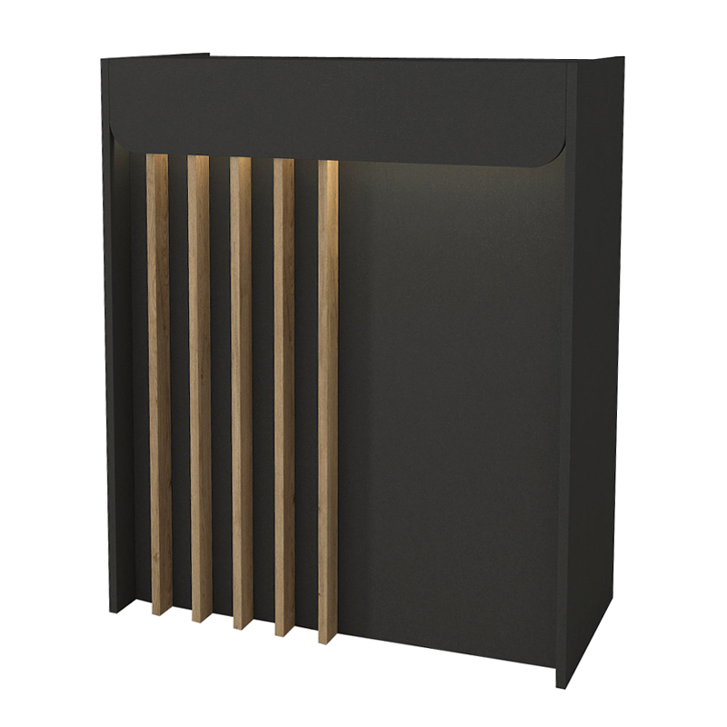 Γραφείο υποδοχής - reception με LED χρώμα ανθρακί - oak 4