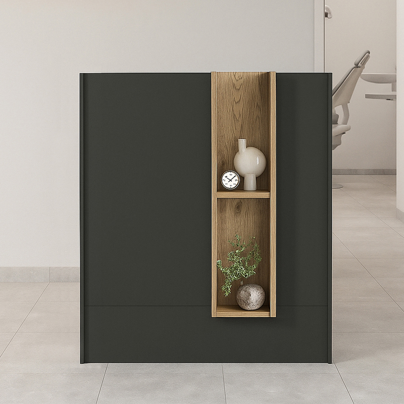 Γραφείο υποδοχής - reception χρώμα ανθρακί - oak 4