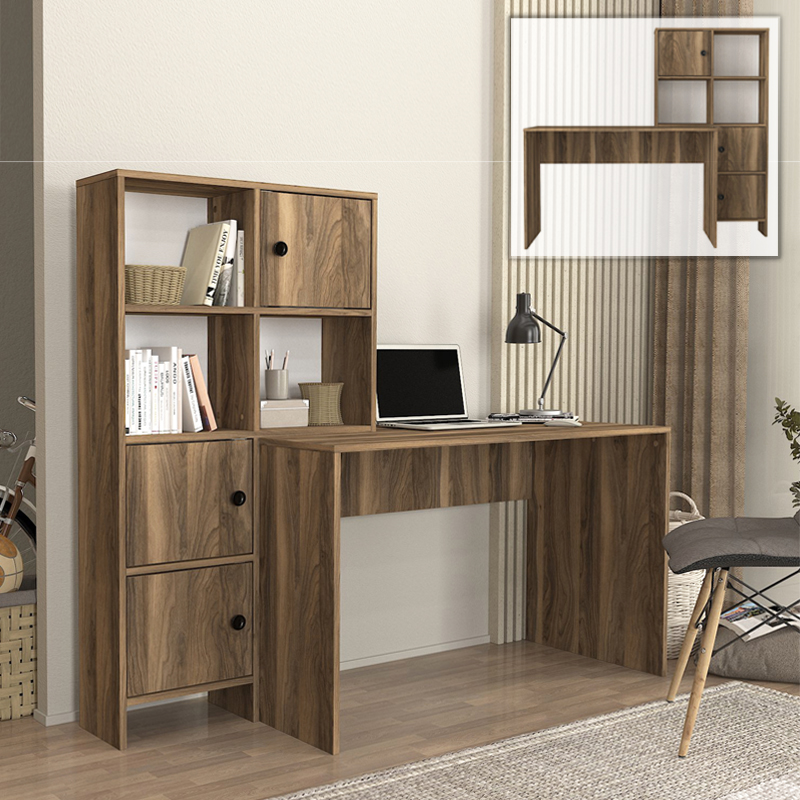 Γραφείο εργασίας αναστρέψιμο χρώμα καρυδί