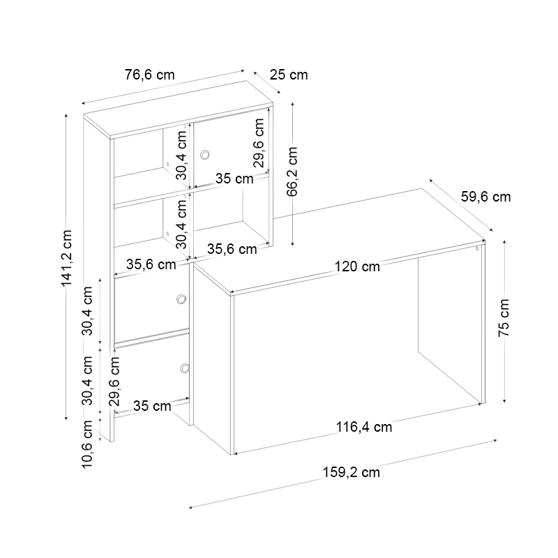 Γραφείο εργασίας αναστρέψιμο χρώμα καρυδί 8