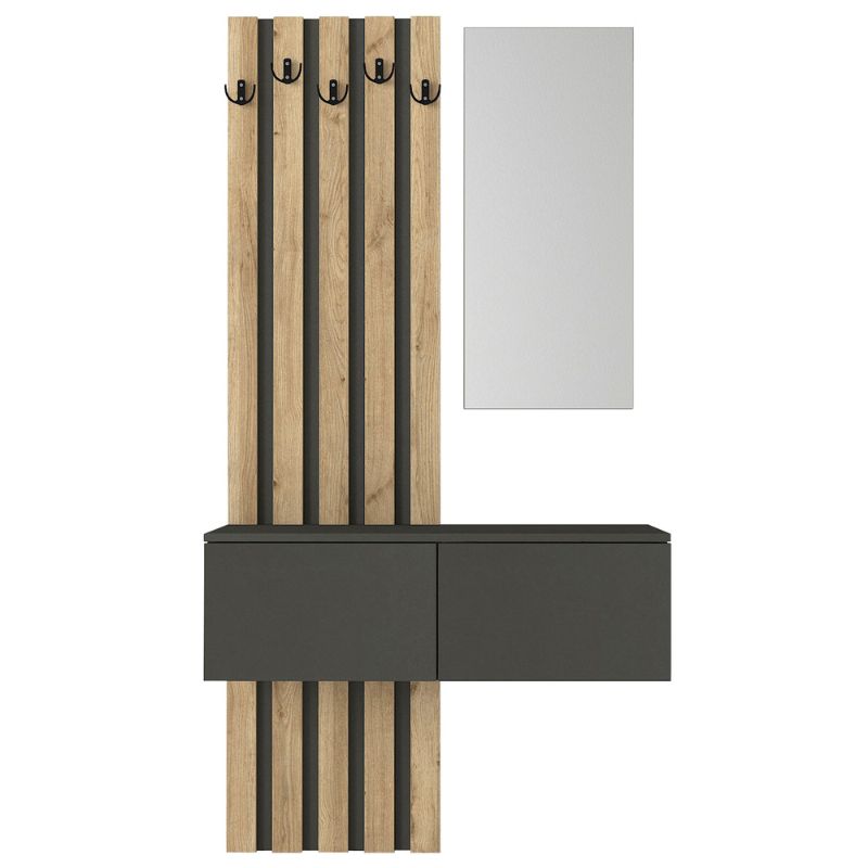 Έπιπλο εισόδου χρώμα ανθρακί - oak 7