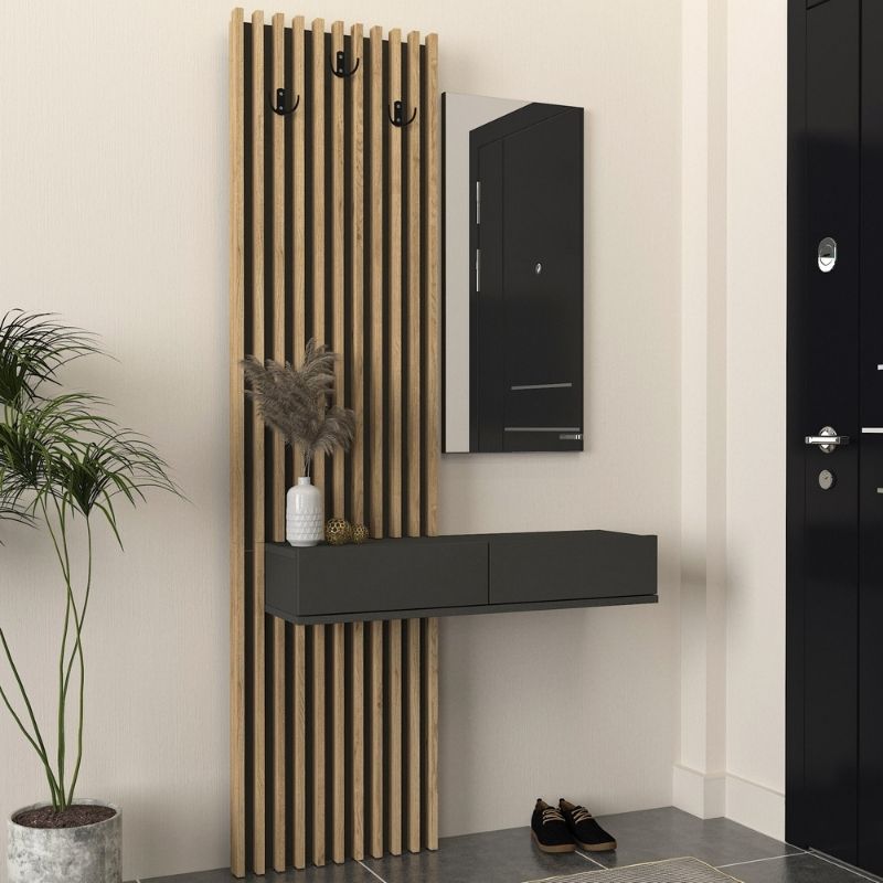 Έπιπλο εισόδου χρώμα ανθρακί - oak 3