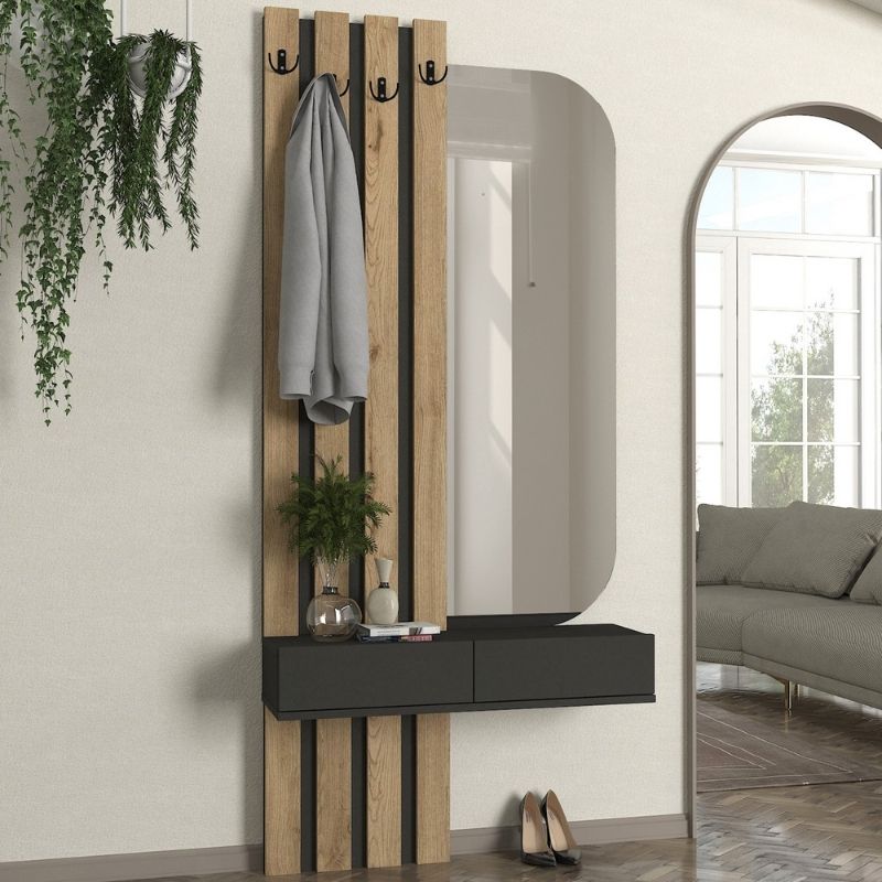 Έπιπλο εισόδου χρώμα ανθρακί - oak 3