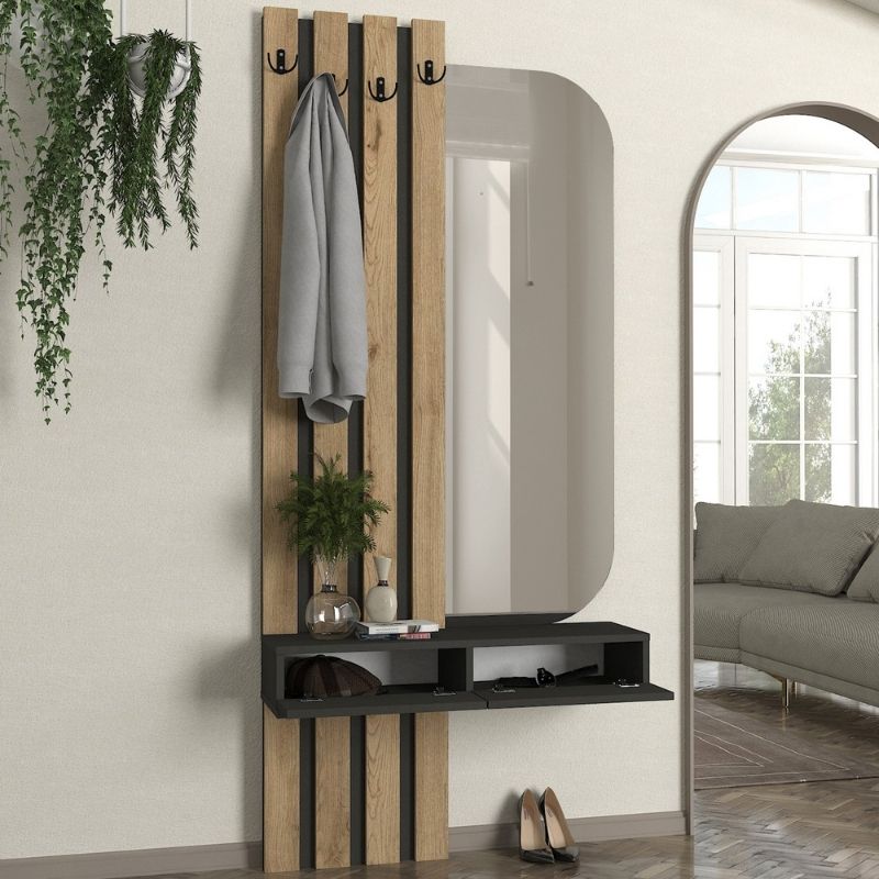 Έπιπλο εισόδου χρώμα ανθρακί - oak 4