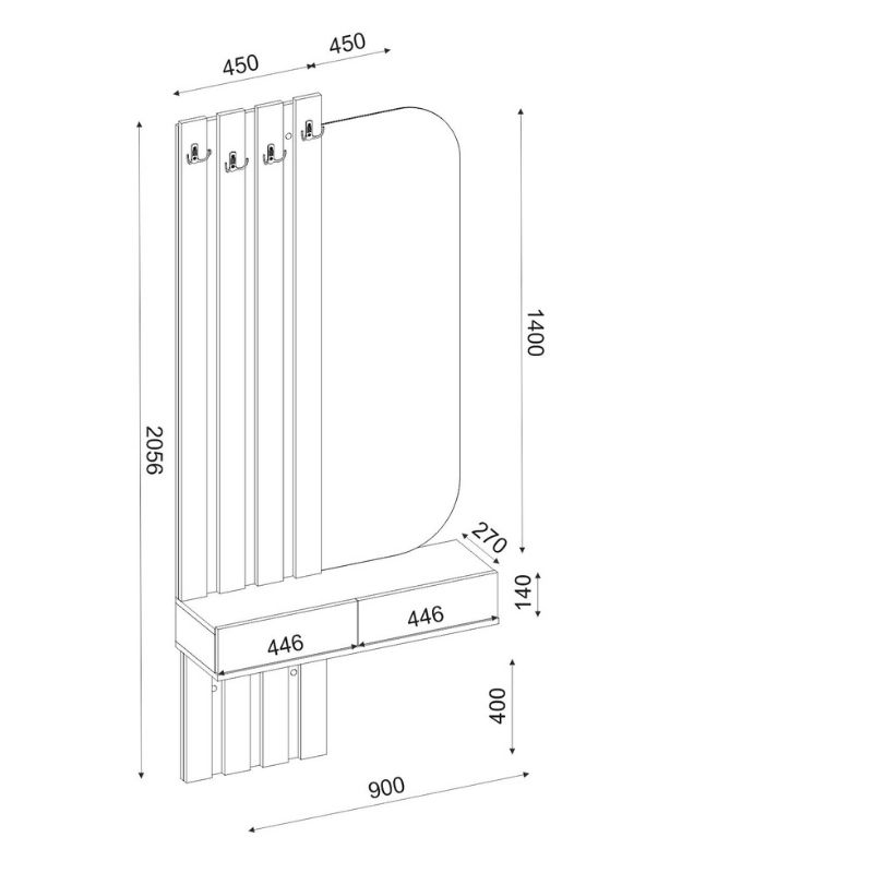 Έπιπλο εισόδου χρώμα ανθρακί - oak 8