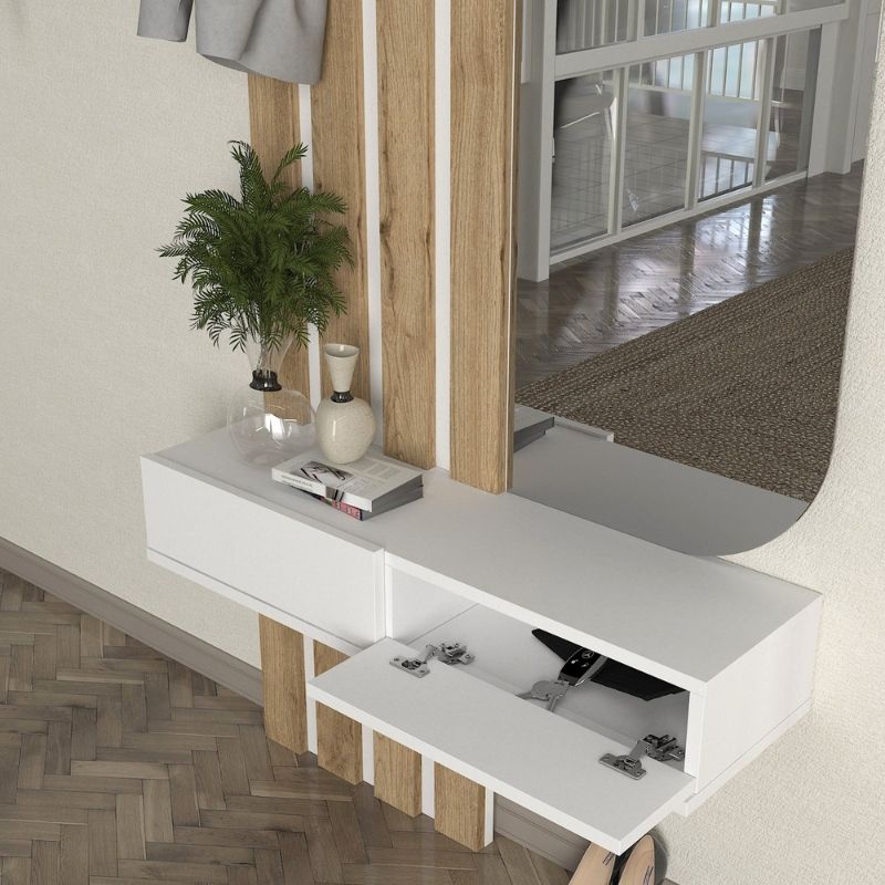 Έπιπλο εισόδου χρώμα λευκό - oak 2