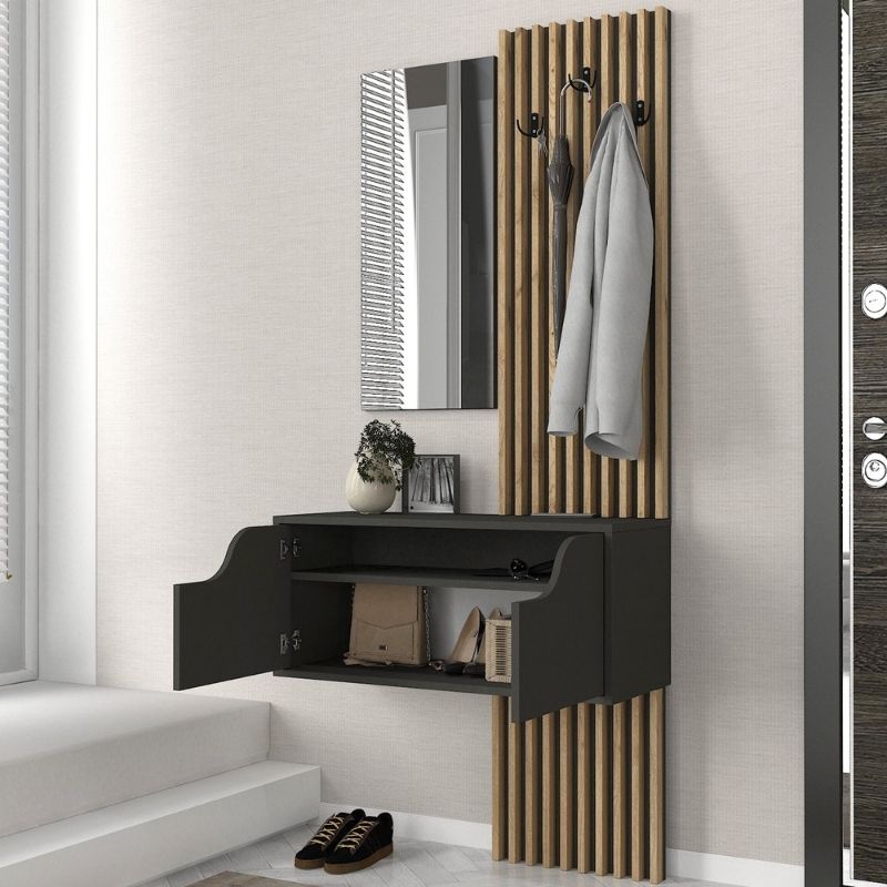 Έπιπλο εισόδου χρώμα ανθρακί - oak 4