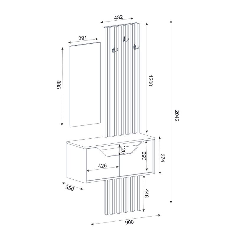 Έπιπλο εισόδου χρώμα ανθρακί - oak 9