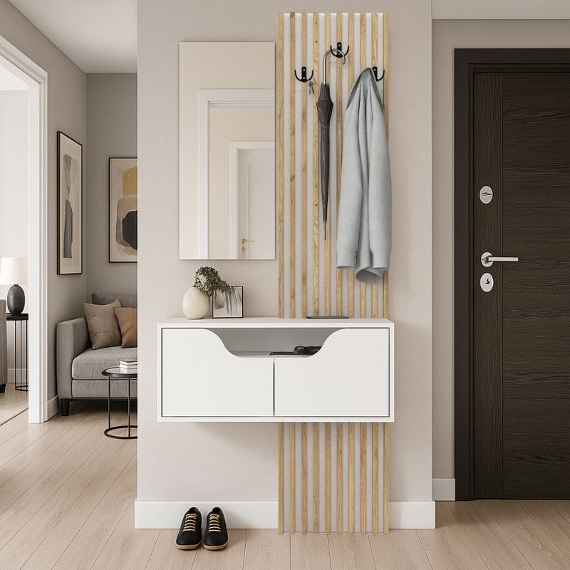 Έπιπλο εισόδου χρώμα λευκό - oak 6
