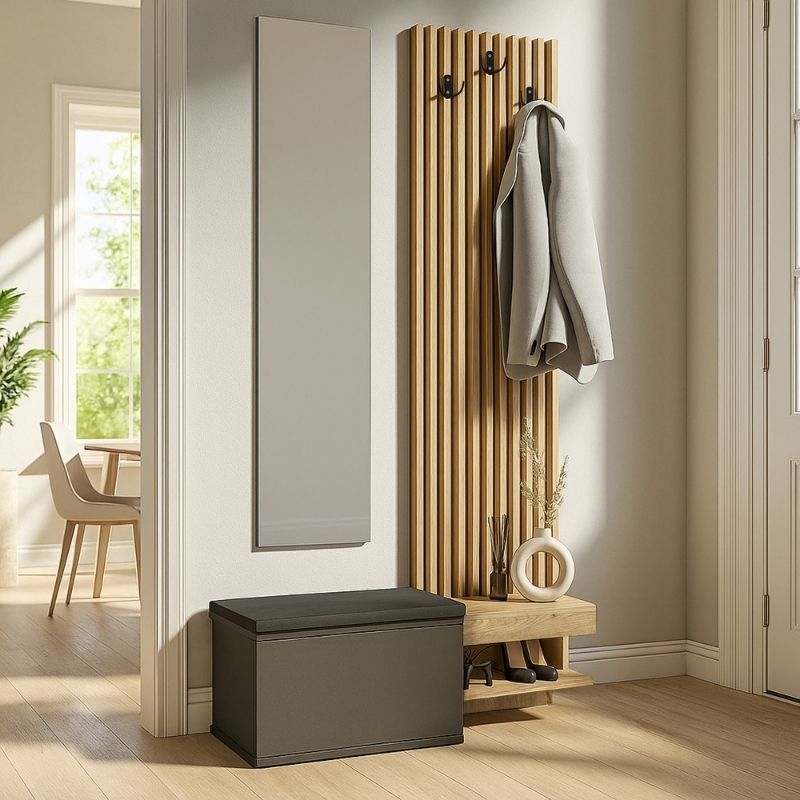 Έπιπλο εισόδου χρώμα ανθρακί - oak