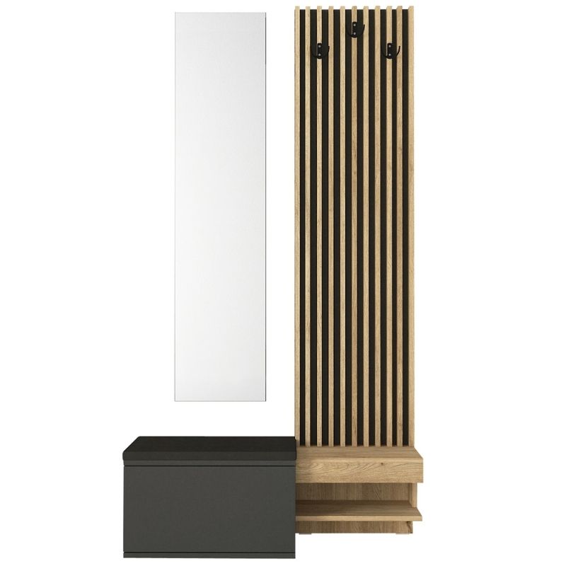 Έπιπλο εισόδου χρώμα ανθρακί - oak 5