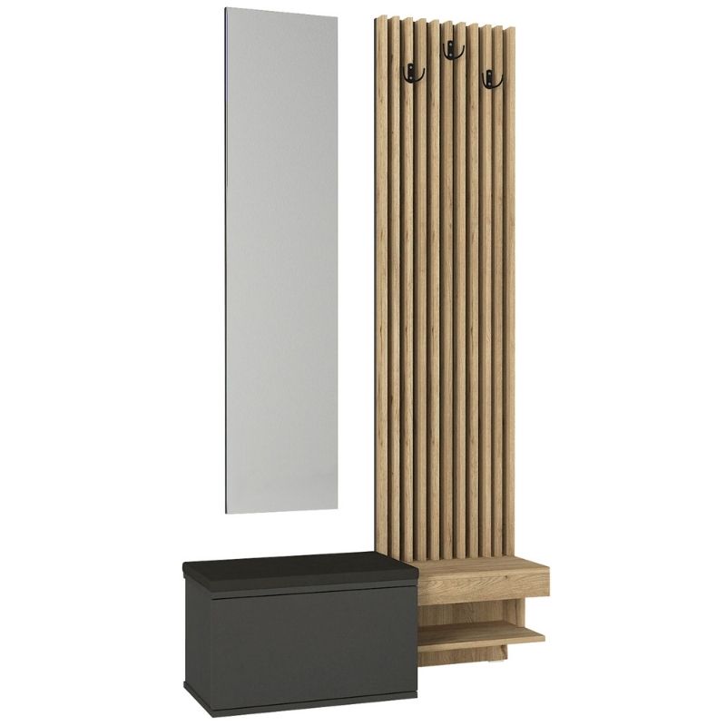 Έπιπλο εισόδου χρώμα ανθρακί - oak 6