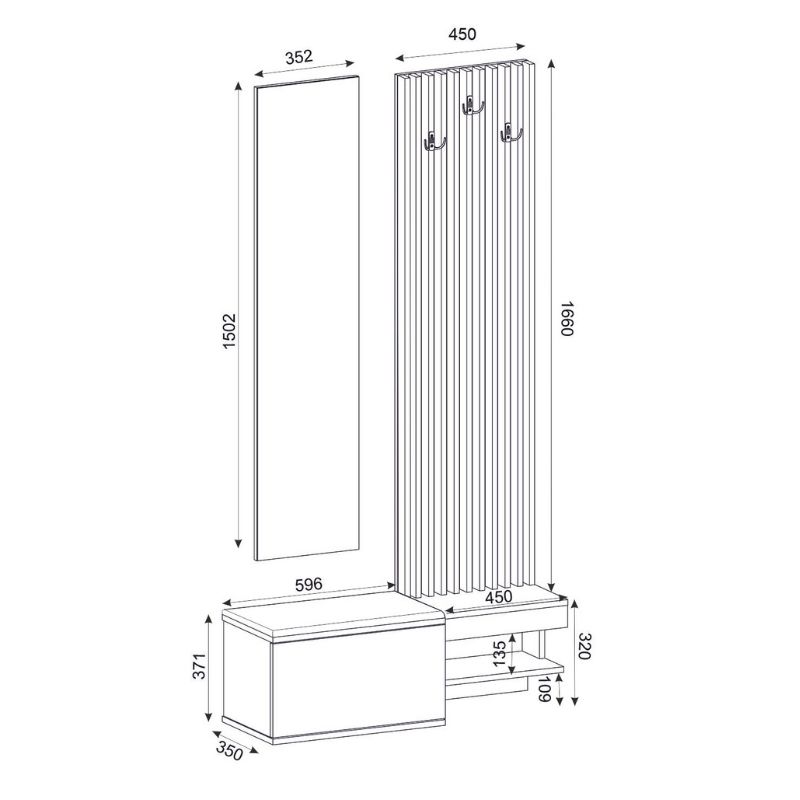 Έπιπλο εισόδου χρώμα ανθρακί - oak 7