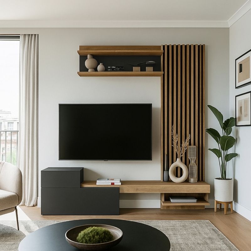 Σύνθεση τηλεόρασης χρώμα ανθρακί - oak 3