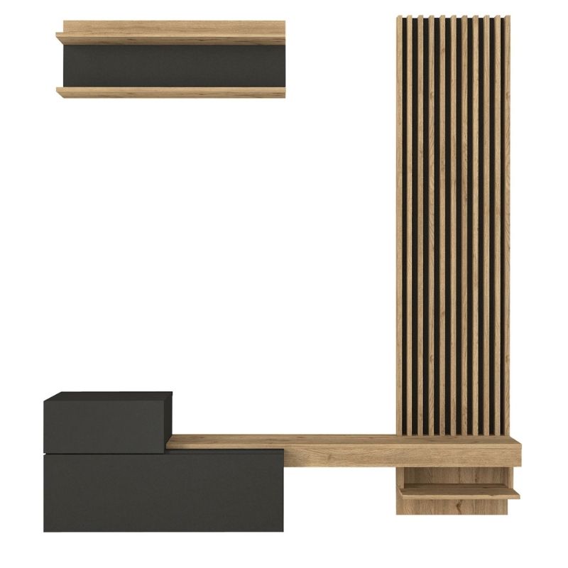 Σύνθεση τηλεόρασης χρώμα ανθρακί - oak 8