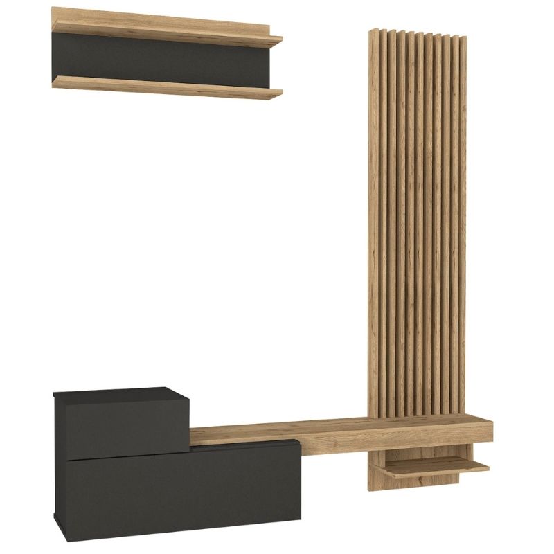 Σύνθεση τηλεόρασης χρώμα ανθρακί - oak 9