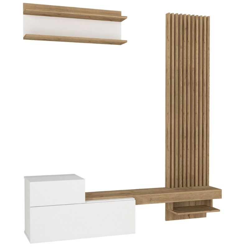 Σύνθεση τηλεόρασης χρώμα λευκό - oak 9