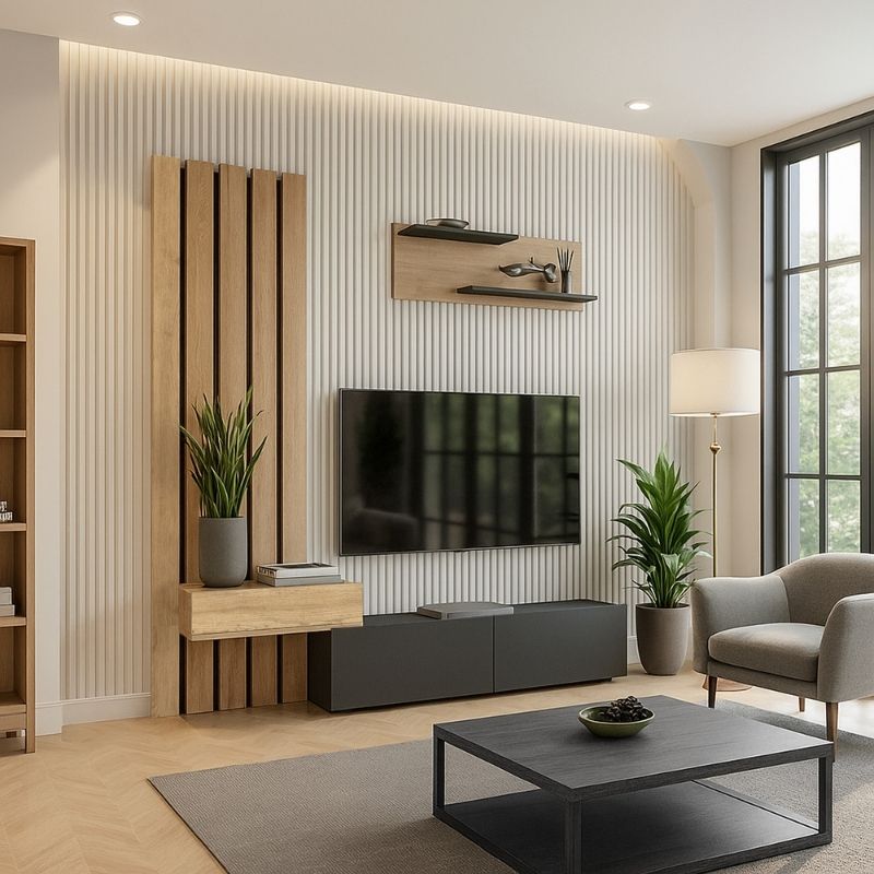 Σύνθεση τηλεόρασης χρώμα ανθρακί - oak 2