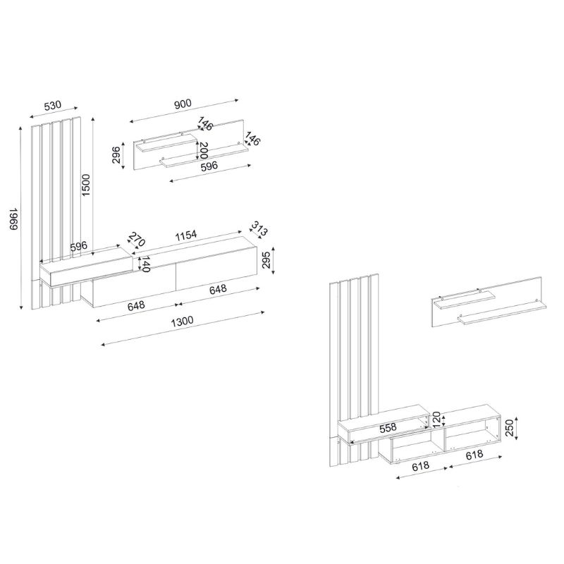 Σύνθεση τηλεόρασης χρώμα ανθρακί - oak 11