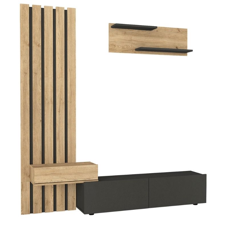 Σύνθεση τηλεόρασης χρώμα ανθρακί - oak 10