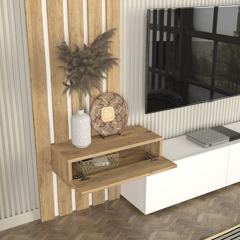 Σύνθεση τηλεόρασης χρώμα λευκό - oak 7