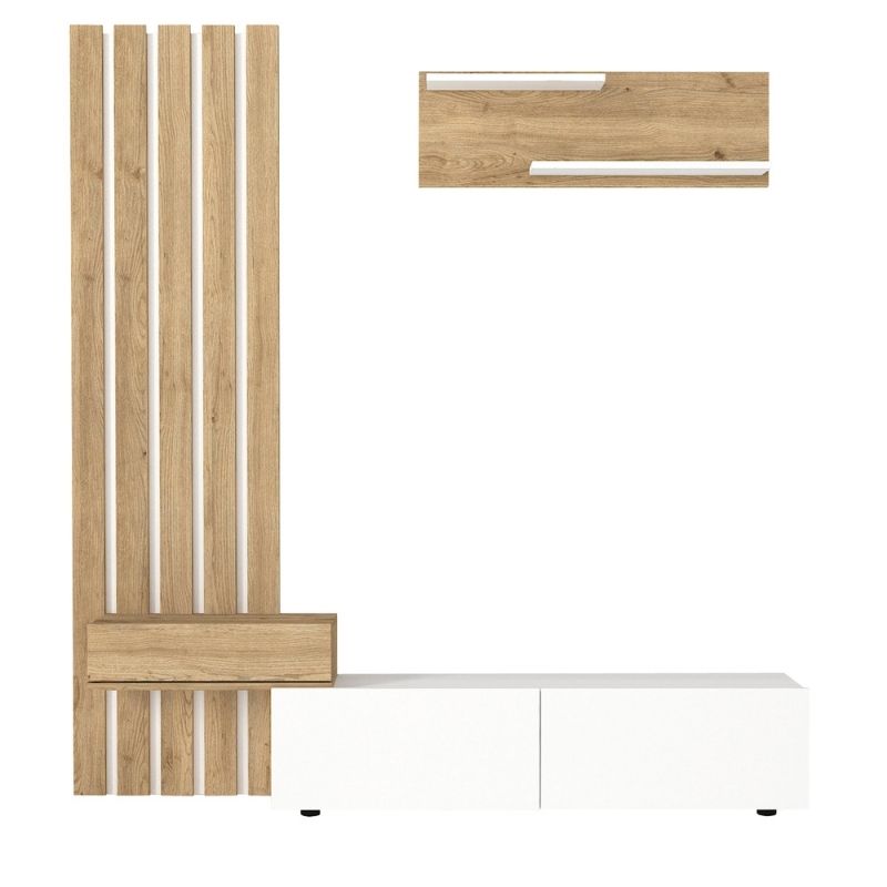 Σύνθεση τηλεόρασης χρώμα λευκό - oak 8