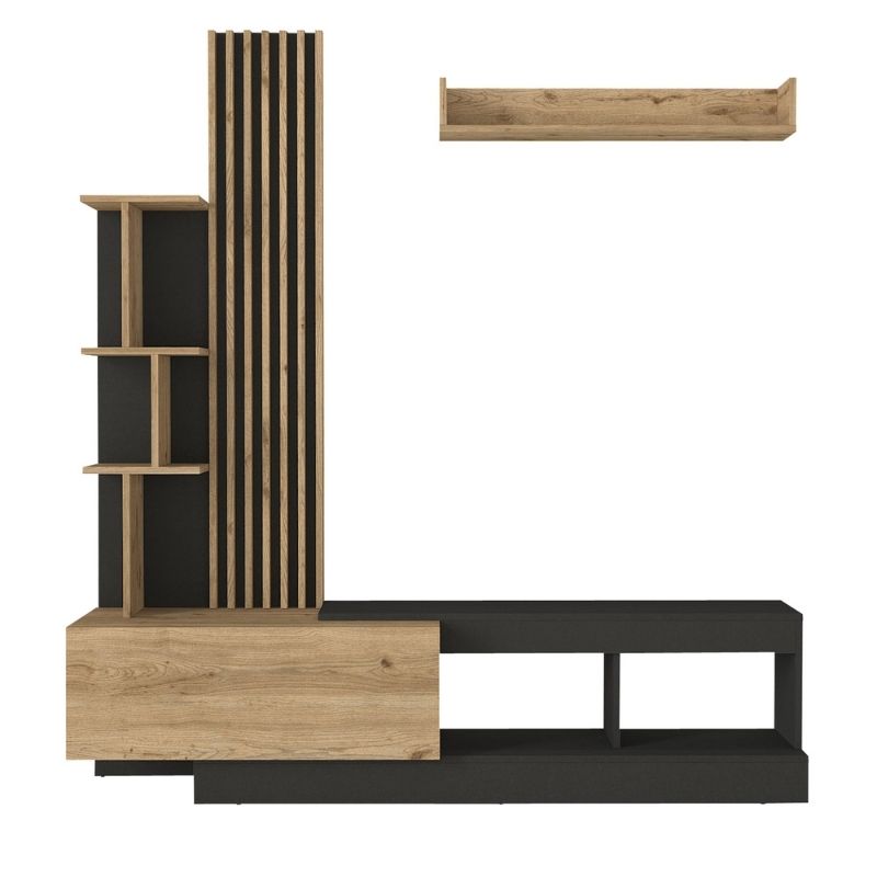 Σύνθεση τηλεόρασης χρώμα ανθρακί - oak 8