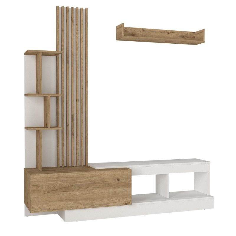 Σύνθεση τηλεόρασης χρώμα λευκό - oak 9