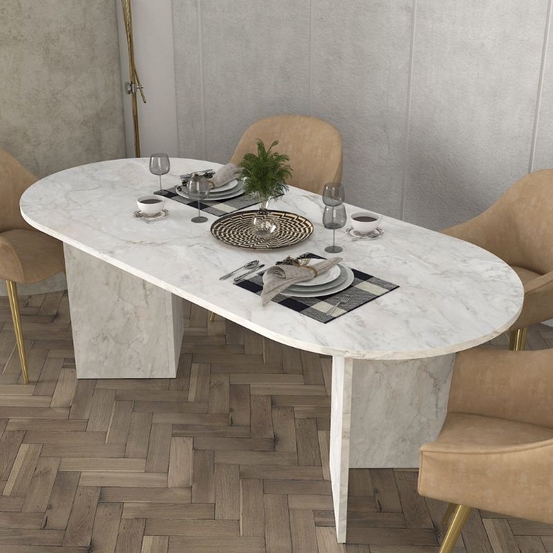 Τραπέζι χρώμα λευκό εφέ μαρμάρου 3