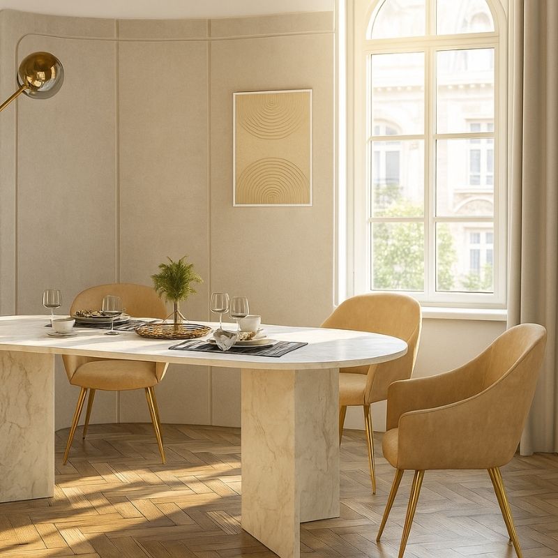 Τραπέζι χρώμα λευκό εφέ μαρμάρου 5