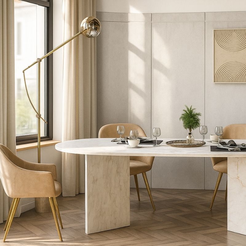 Τραπέζι χρώμα λευκό εφέ μαρμάρου 6