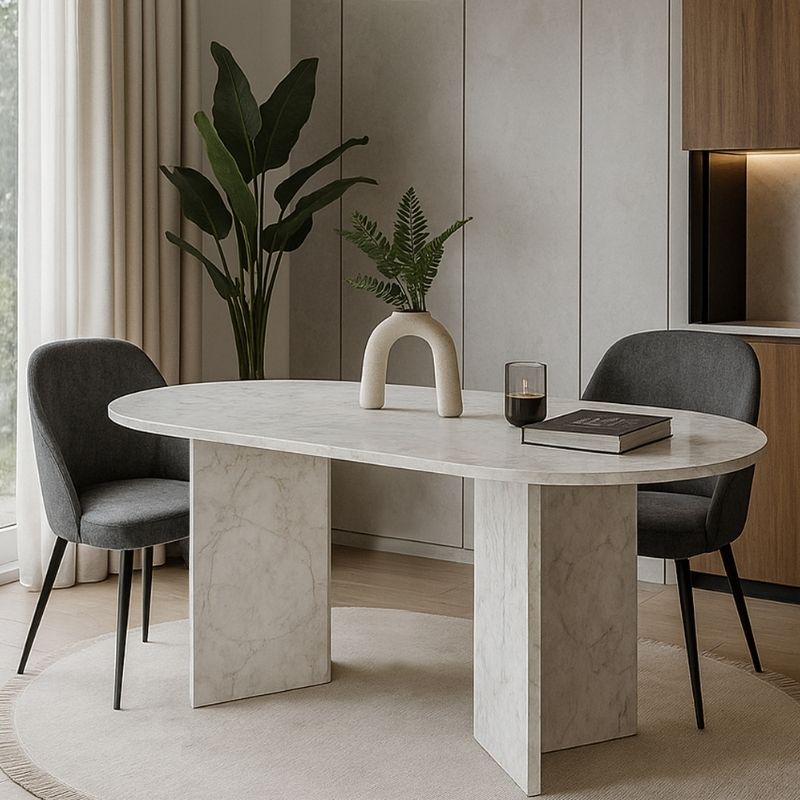 Τραπέζι χρώμα λευκό εφέ μαρμάρου