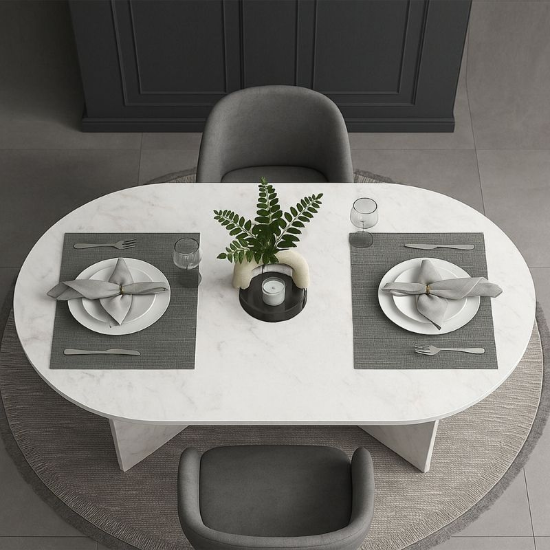 Τραπέζι χρώμα λευκό εφέ μαρμάρου 2