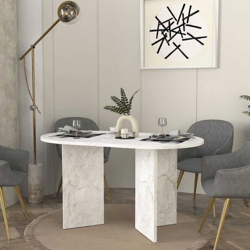 Τραπέζι χρώμα λευκό εφέ μαρμάρου 4