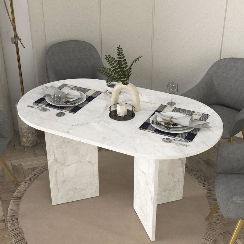 Τραπέζι χρώμα λευκό εφέ μαρμάρου 5